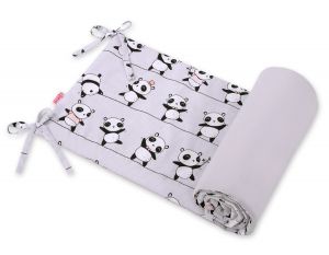 Universal Kopfschutz für Kinderbett - Panda grau